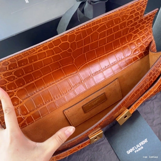 Repladies REP YSL CROCODILE-EMBOSSED MANHATTAN CLUTCH IN LEATHER 0712